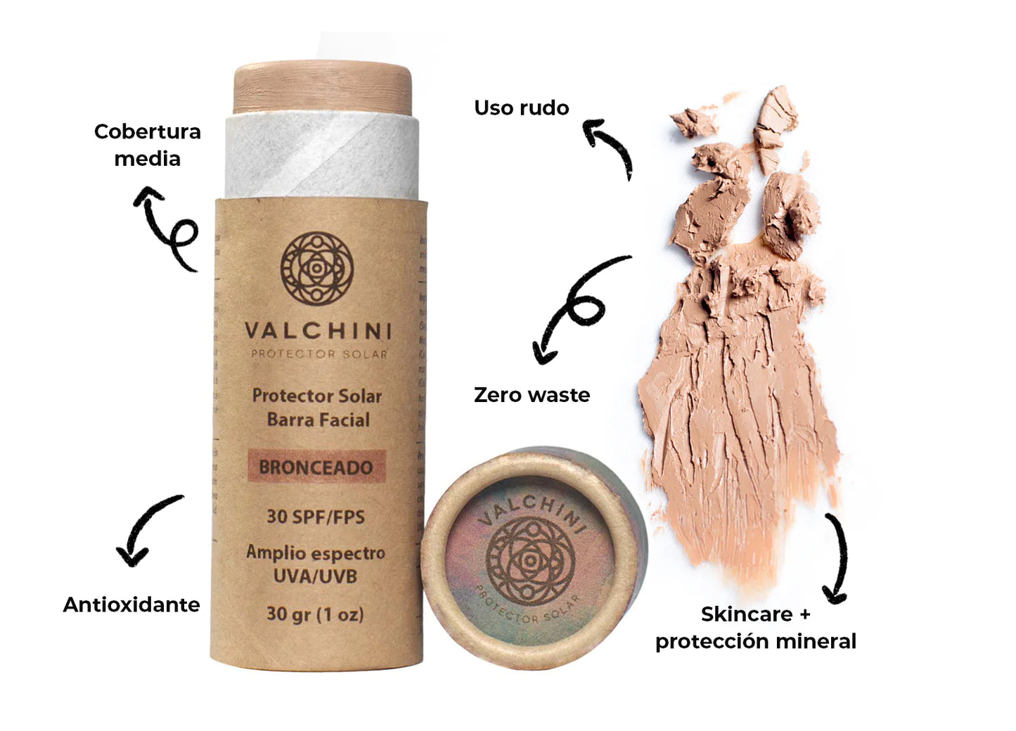 Bloqueador Facial en Barra con Color SPF 30