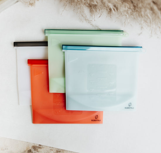 Bolsas de silicona reutilizables, paquete de 5 (cielo),  aperitivo+sándwich+medio galón, bolsas de silicona seguras para microondas,  lavavajillas y